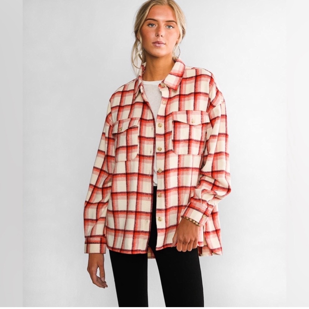 BKE boyfriend plaid button up shirt